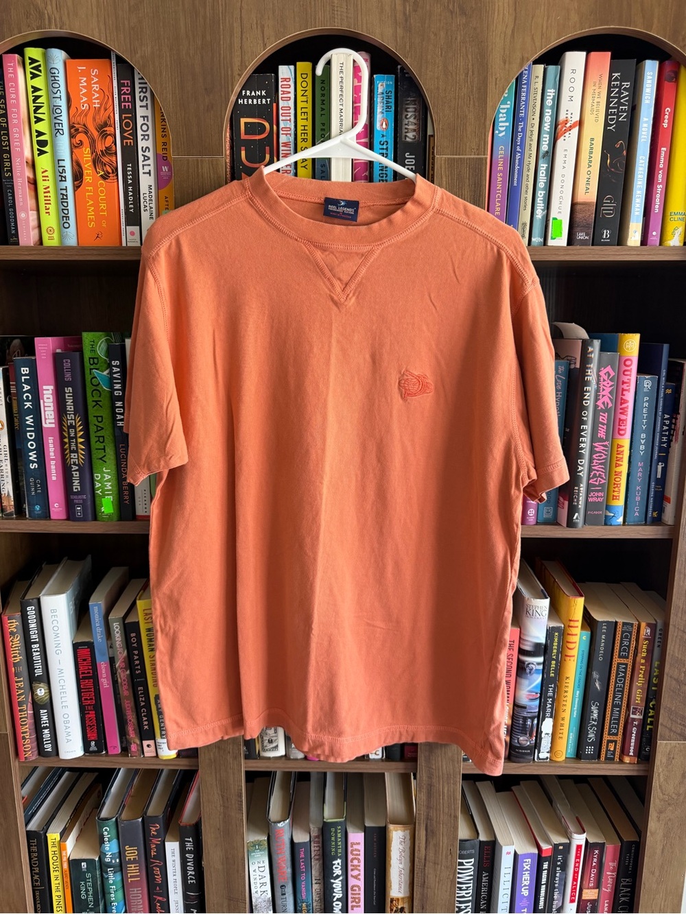 Reel Legends Men's Short Sleeve Tee in Coral Orange
